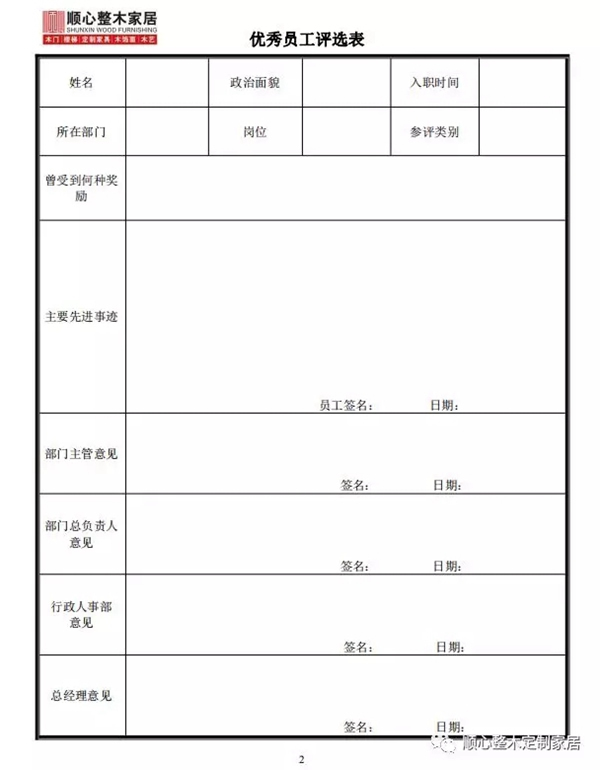 顺心整木家居月度“优秀团体”及“优秀个人”评选表彰