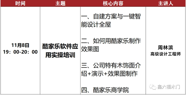 鑫六福木门十一月直播培训季即将开启